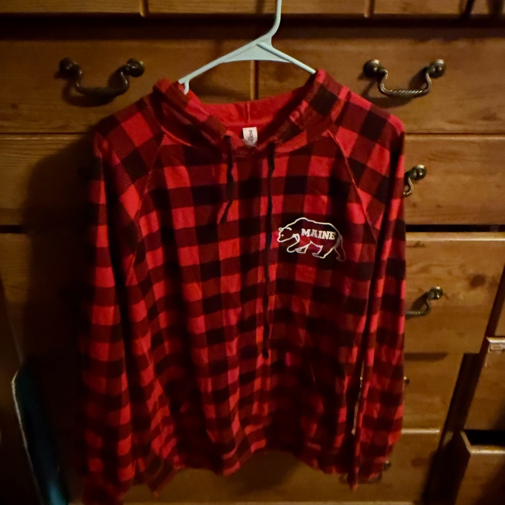Maine Red Plaid Hoodie